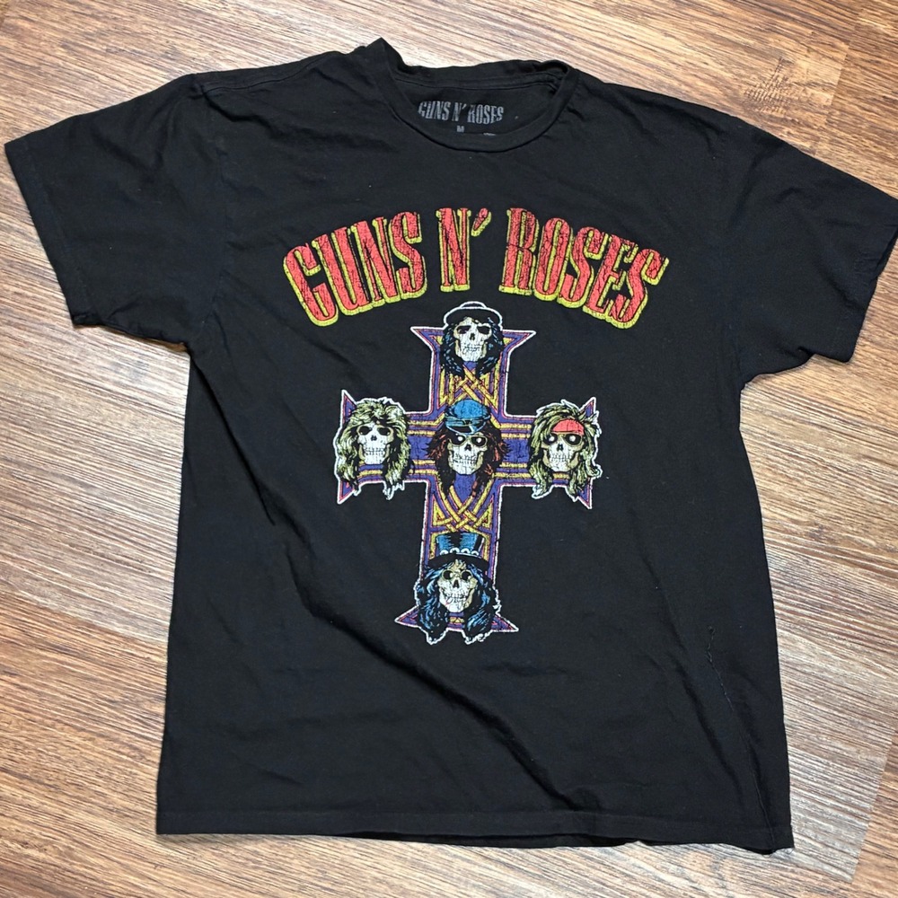 Guns N' Roses Appetite for Destruction T-Shirt Men's M Black Skull Cross Tee